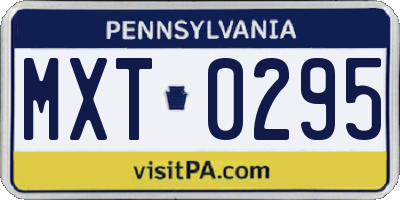 PA license plate MXT0295