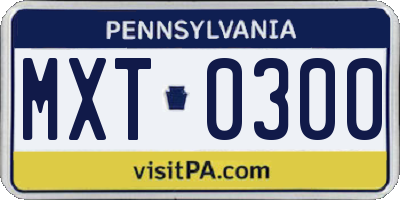 PA license plate MXT0300