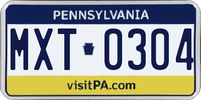 PA license plate MXT0304