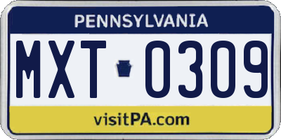 PA license plate MXT0309