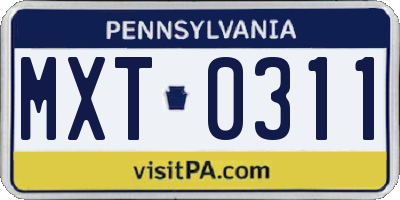 PA license plate MXT0311