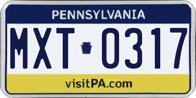 PA license plate MXT0317