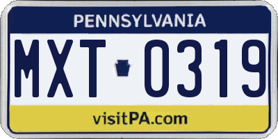 PA license plate MXT0319