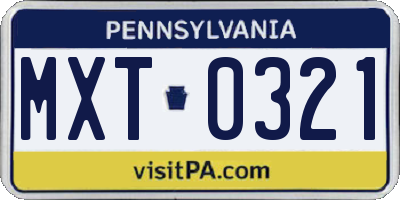 PA license plate MXT0321