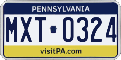PA license plate MXT0324