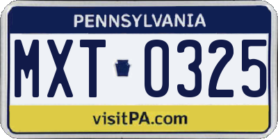 PA license plate MXT0325
