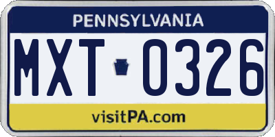 PA license plate MXT0326