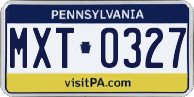 PA license plate MXT0327