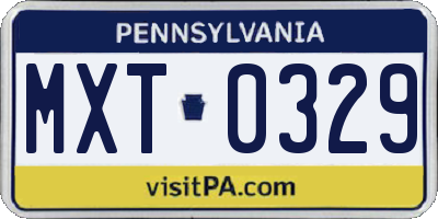 PA license plate MXT0329