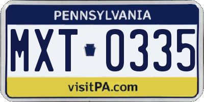 PA license plate MXT0335