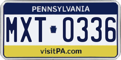 PA license plate MXT0336