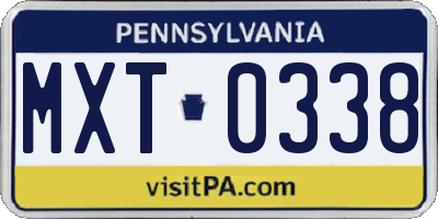 PA license plate MXT0338
