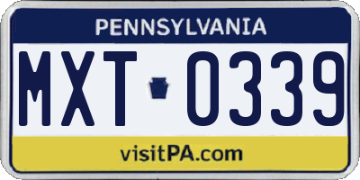 PA license plate MXT0339