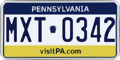PA license plate MXT0342