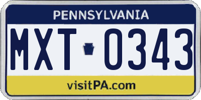 PA license plate MXT0343