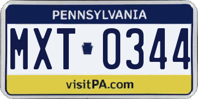 PA license plate MXT0344
