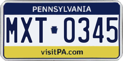 PA license plate MXT0345