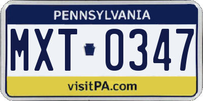 PA license plate MXT0347