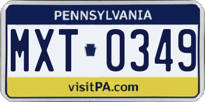 PA license plate MXT0349