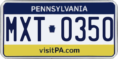 PA license plate MXT0350