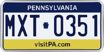 PA license plate MXT0351