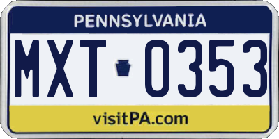 PA license plate MXT0353