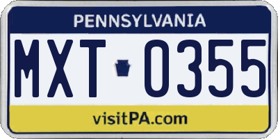 PA license plate MXT0355