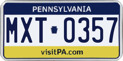 PA license plate MXT0357