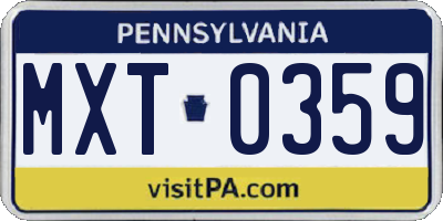 PA license plate MXT0359