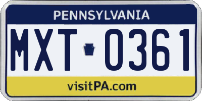 PA license plate MXT0361