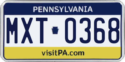 PA license plate MXT0368