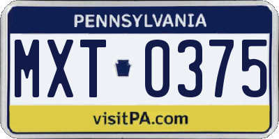 PA license plate MXT0375