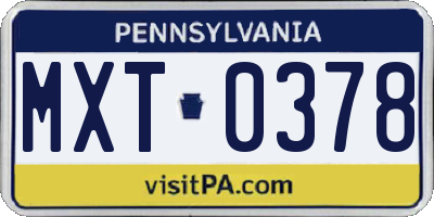 PA license plate MXT0378