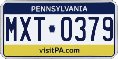 PA license plate MXT0379
