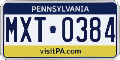 PA license plate MXT0384