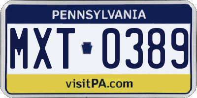 PA license plate MXT0389