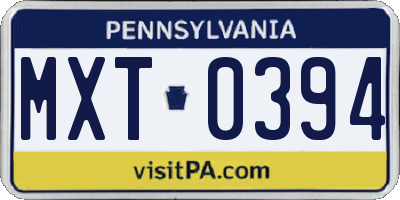 PA license plate MXT0394