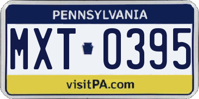 PA license plate MXT0395