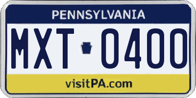 PA license plate MXT0400