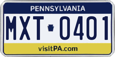PA license plate MXT0401