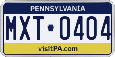 PA license plate MXT0404