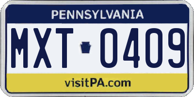 PA license plate MXT0409