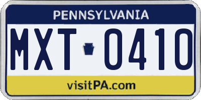 PA license plate MXT0410