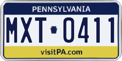 PA license plate MXT0411