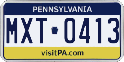 PA license plate MXT0413