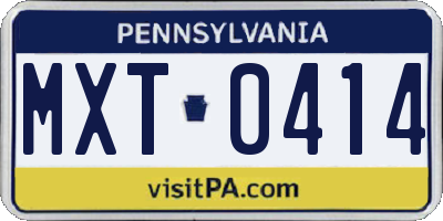 PA license plate MXT0414