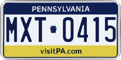 PA license plate MXT0415