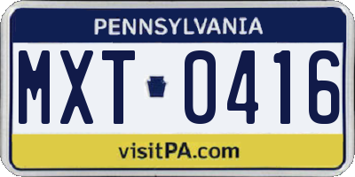 PA license plate MXT0416