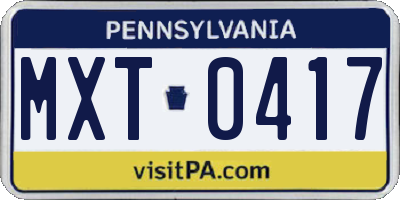PA license plate MXT0417