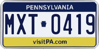 PA license plate MXT0419
